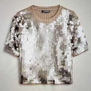 J. Crew Collection Sequin Embellished T-Shirt - - Bronze Sequin - - Size Large